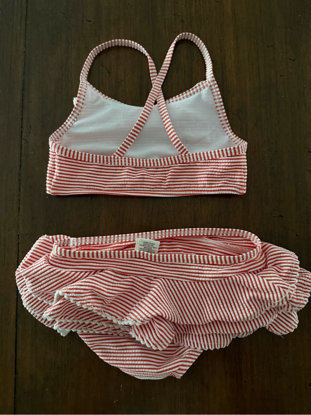 Mini Boden Red & White Striped Ruffle Bikini Set - Picture 4 of 4
